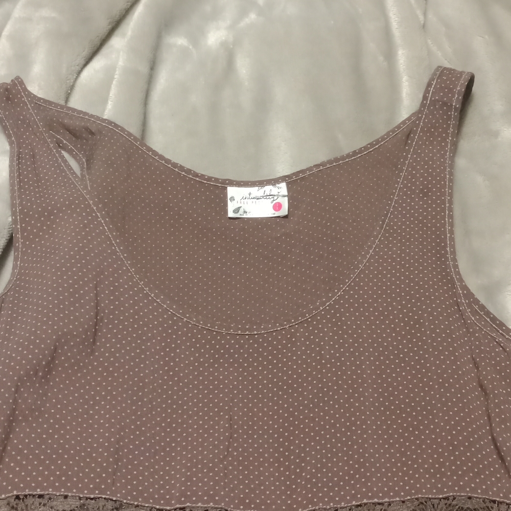 Intimately Free People mini dress Brown/Black Slip Dress - Voile Trapeze - Picture 12 of 16